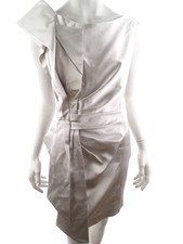 KAREN MILLEN Damen Ballkleid/Abendkleid Gr. 42 Perlmutt Ärmellos Knielang Runder