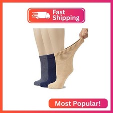 Hugh Ugoli Women's Cotton Diabetic Ankle Socks, Wide, Loose  Stretchy, Seamless