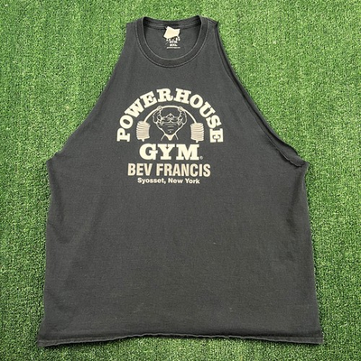 #ad Powerhouse Gym Men#x27;s Tank Top Black 2XL Cotton Muscle Tee Sleeveless Bev Francis $19.95