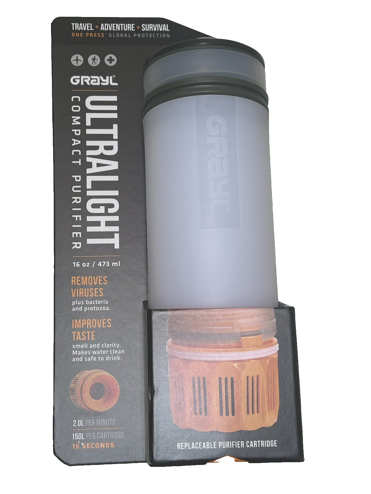 GRAYL Ultralight Water Compact Purifier Filter Bottle Alpine