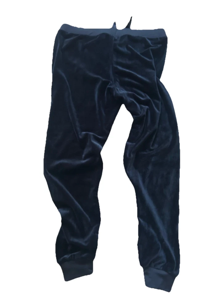 Y2K Juicy Couture Sweatpants Jogger Velvet Velour Navy Blue Large Retro  - Image 2 of 4