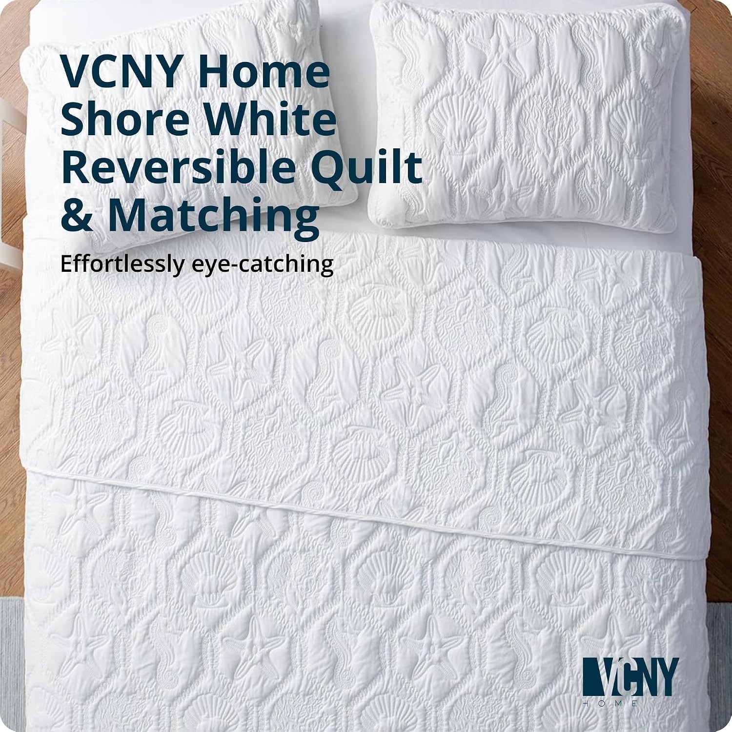 как выглядит Shore Beach 3-Piece Quilt Set, Queen Size - Embossed Coastal Design in Gray фото