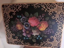 Vintage Metal Tin Box Floral Design Made In England Mid-Century Container