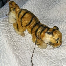 Vintage R. Dakin Stuffed Tiger Animal 10" Made In Japan 1960s Toy Eyes