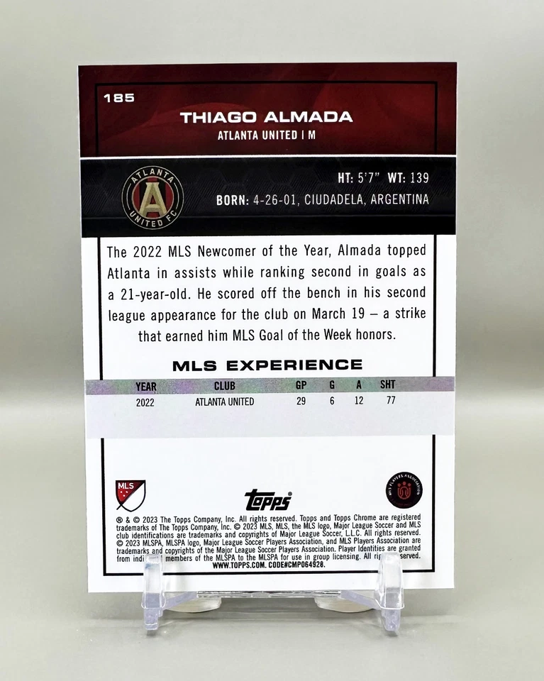 2023 Topps Chrome MLS Soccer #185 (Pink Xfractor) THIAGO ALMADA - Image 2 of 2