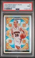 2024 PANINI PRIZM DRAFT PICKS STAINED GLASS #2 STEPHEN CURRY PSA 9