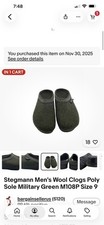 Stegmann Men's Wool Clogs Poly Sole Military Green M108P Size 9