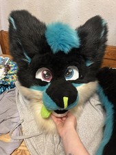 Handmade Faux Fur fox/dog Head Mask w/ Tail  Paw Gloves. Handmade fursuit