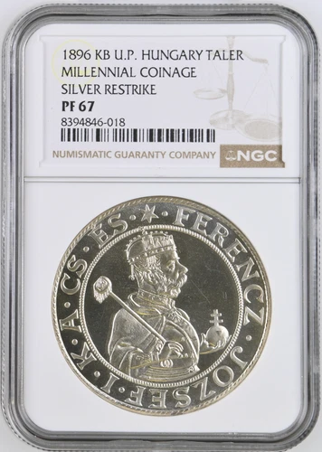 HUNGARY 1896 THALER RESTRIKE NGC PR67 MILLENNIAL COINAGE SILVER WORLD COIN