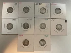 #11 Mercury Dimes Lot 10 90% Silver 1929(2), 1934(4), 1934D, 1935(2), 1935AU.