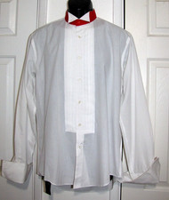 VTG Diamante White/Red-accent Tux shirt single-needle-tailoring Men 15.5 34/35