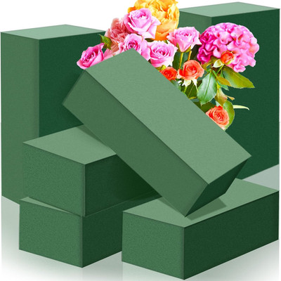 Floral Foam Blocks - 6 Pack Green Wet/Dry Florist Foam for Arrangements