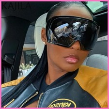 Oversized Punk Shield Sunglasses Women Men Big Frame 2025 Luxury Brand Steampunk