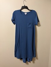 LuLaRoe Solid Steel Blue Midi T-Shirt Dress Women’s Small