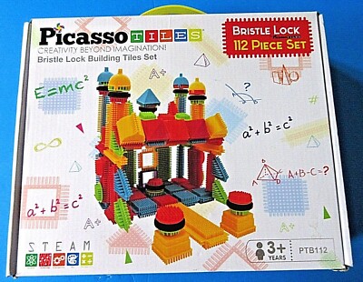 Picasso Tiles 112pc Bristle Shape Blocks Learning Toy Stacking  