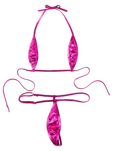 AU Women Micro Bikini Sets Bra G-String Bathing Suit PU Leather Extreme Swimwear - Picture 39 of 56