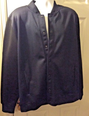 FIVE FOUR Navy Blue & Black Varsity Club Jacket Coat Full Snap 2 Toned 54 Sz 2XL