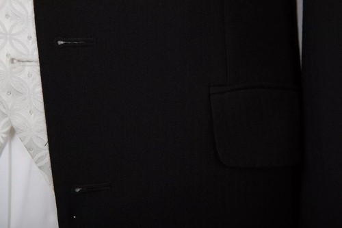 I14 MENS BLACK 100% WOOL WEDDING EVENING FORMAL FUNERAL DIRECTORS SUIT JACKET - Picture 5 of 8