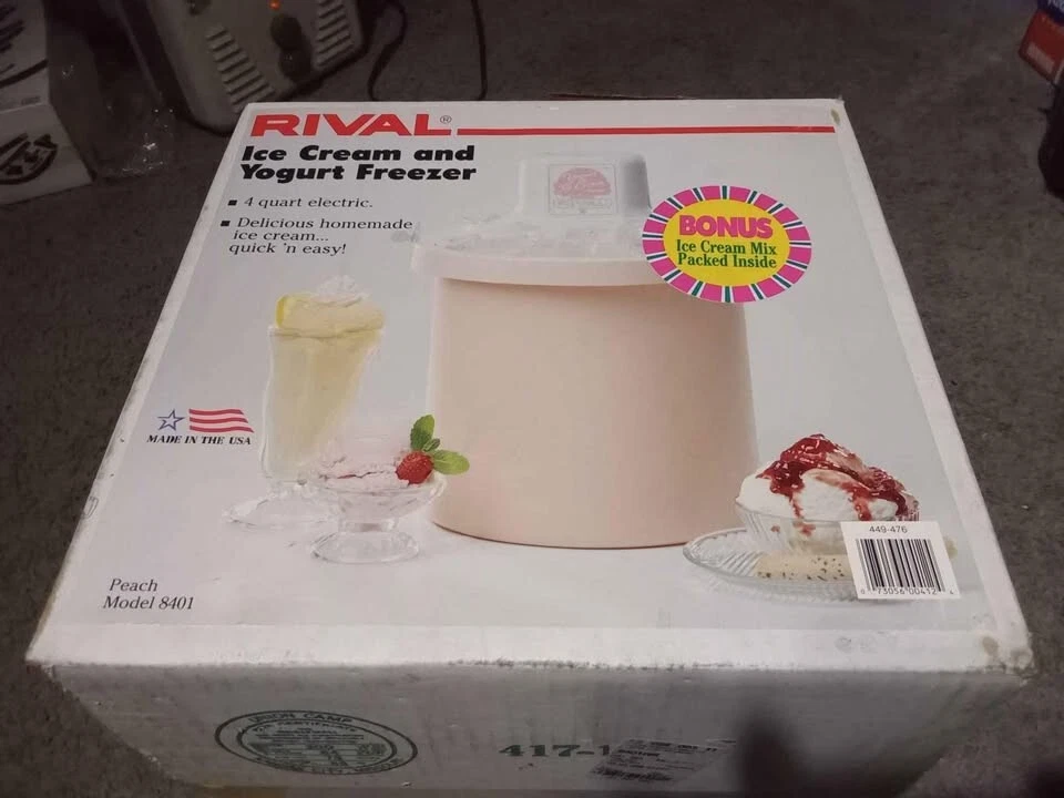 Vintage With Box Rival 4 qt. Electric Ice Cream & Yogurt Maker 8401