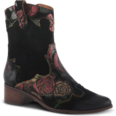 L Artiste by Spring Step Womens Ladyluck-Shine Western Boot - Dark Red Multi NEW