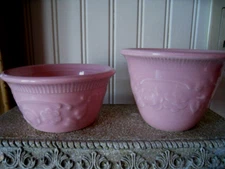 2 VTG  Geniune Oven Serve Ware PINK CUSTARD TAPERED DESERTS  T S & T