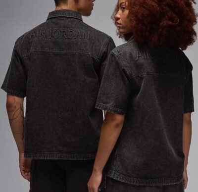 Air Jordan Men's Denim Top Shirt Black Sz XL -FZ2131-010 Limited