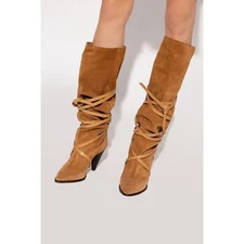EUC Isabel Marant Lophie Lace Up Suede Point-Toe Boots in Terracotta Size 36 (6)