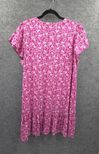 Loft Dress Womens XL Short Sleeve Knee Length Button Up V-Neck Pink Floral NWT - Picture 2 of 14