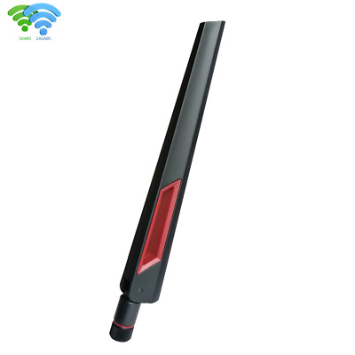 Antenna 2.4G & 5.0GHz for Wi-Fi BT IoT Network 50Ω/10dBi/20cm/SMA Male/Black&Red