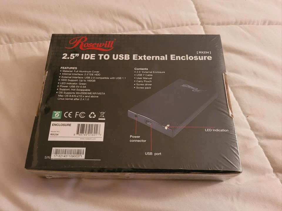 Rosewill RX234 2.5" IDE to USB External Enclosure LED Indication USB Port New - Image 2 of 2