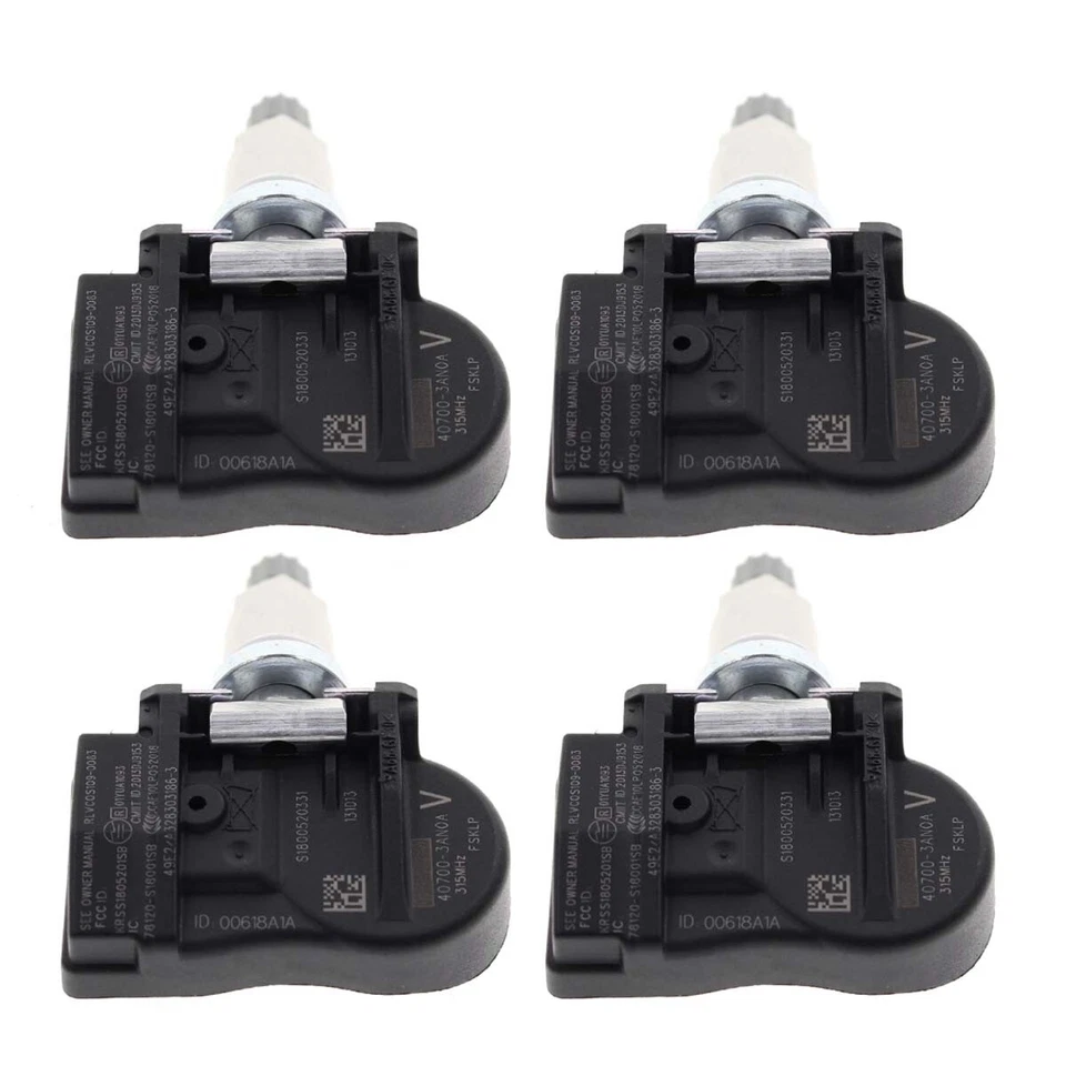 Sensores de presión de neumáticos TPMS de 4 piezas para Nissan Versa / Versa Note 2013-2020 sin llave Foto 4 de 4