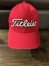 Titleist Pro V1 FJ FootJoy Red/White Adjustable Strapback Golf Cap Hat Magnetic
