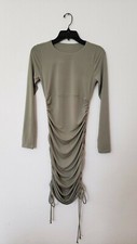 Anthropologie Dress New Size Small Olive Green Ribbed Drawstring Ruche Coquette