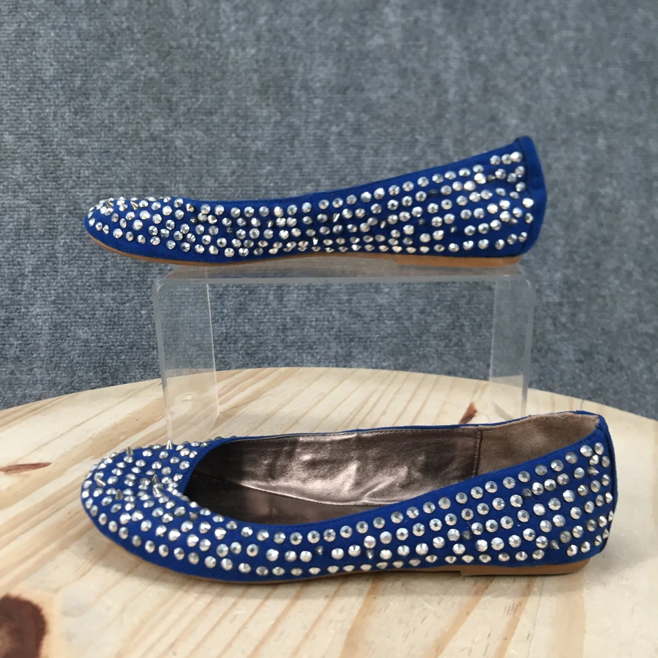 Bebe Shoes Womens 6 M Slip On Ballet Flats Blue Casual Studded Comfort Almond - image 2 of 4
