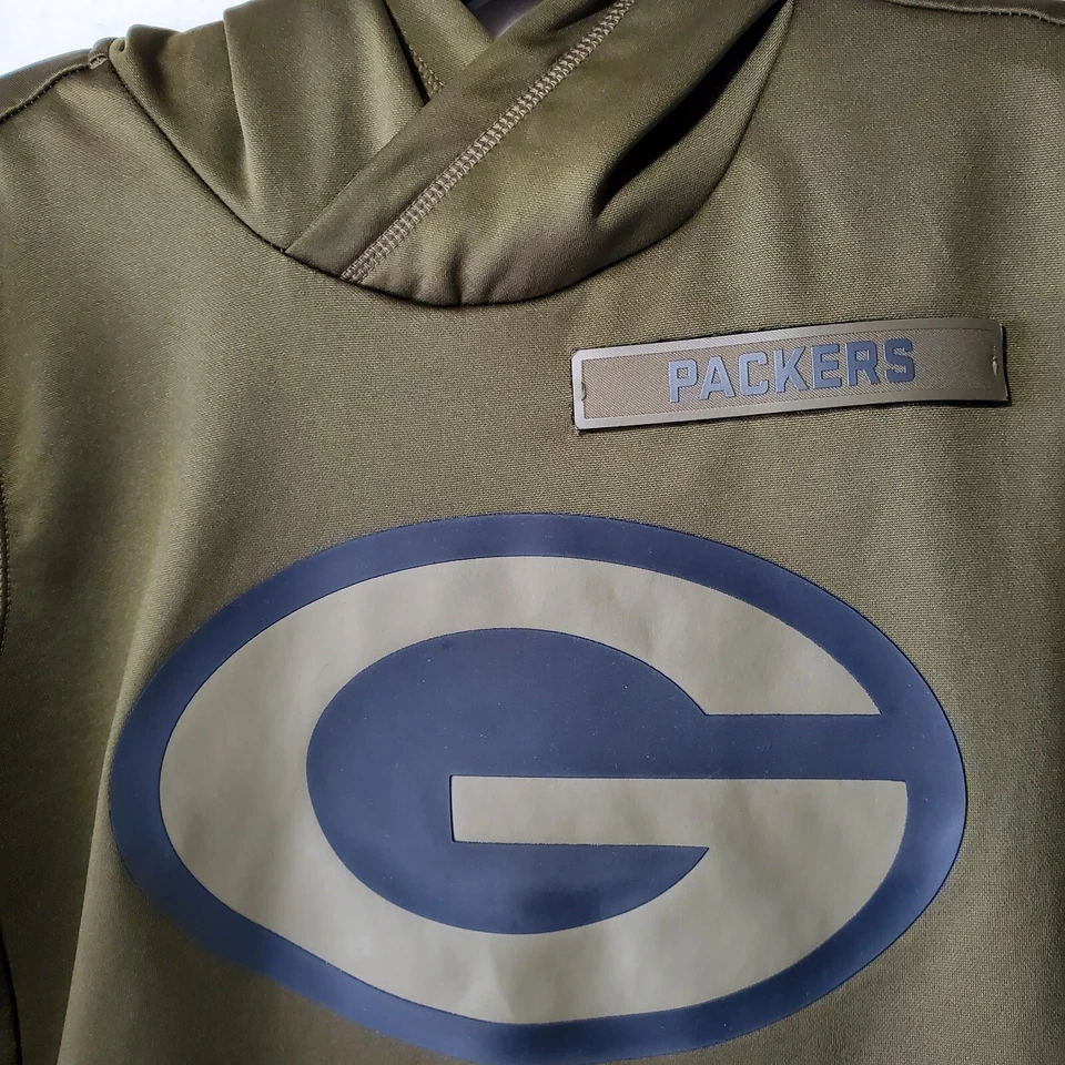 绿湾包装工运动衫青少年小号敬礼服务绿色耐克 — 第 4/4 张图片