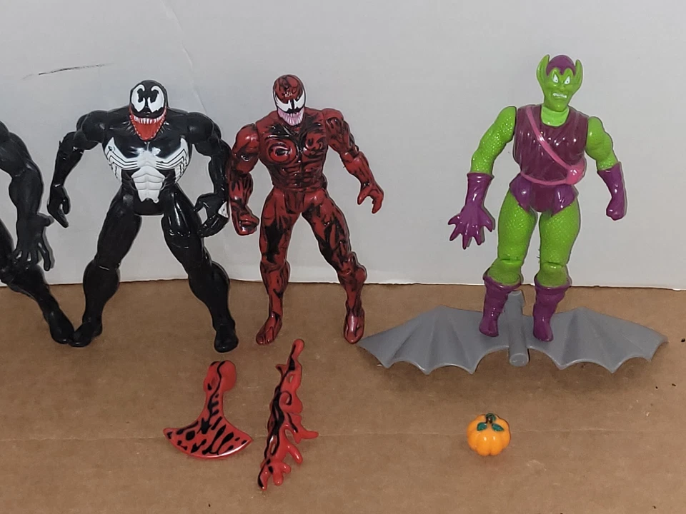 Vintage ToyBiz 1994 6 arm Spider-Man Venom Carnage Green Goblin lot of 6 - Image 4 of 4