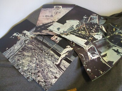 1970's NASA APOLLO 11 MOON LANDING WALK PLAQUE ORIGINAL POSTERS-SET(5) ARMSTRONG