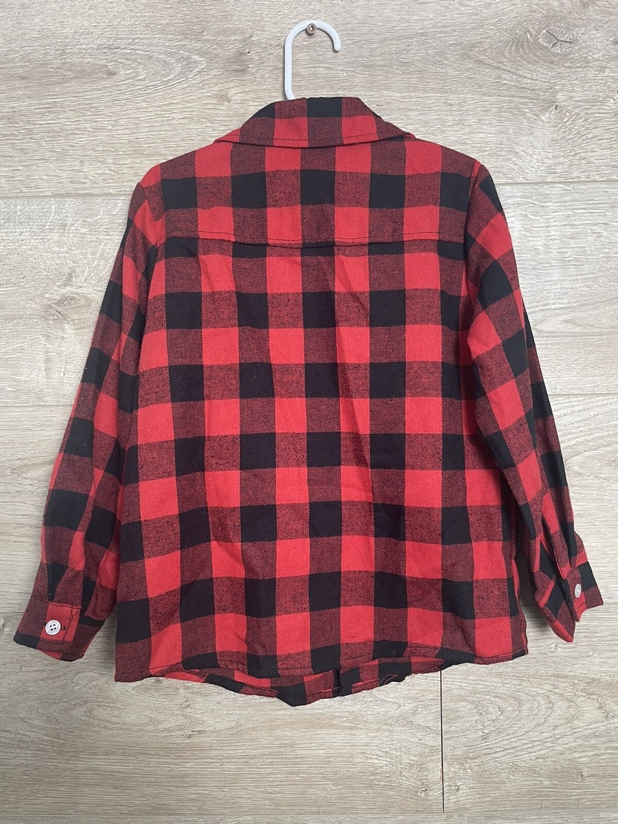 NWT Sangtree Boys Red Black Plaid Shirt 130 cm 6-7 Years