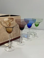 Lenox Tuscany Seasons Margarita Glasses Etched multicolor 8 Oz set of 4 in box