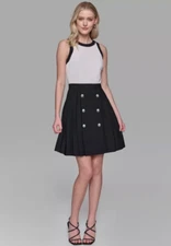 Karl Lagerfeld Paris Mixed Media Dress Women's Size 8 Black & White Sleeveless