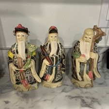 SET OF 3 Chinese Buddha Statue Figure Elders  Carved Resin Religious Spiritual