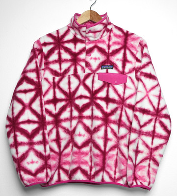 Women's PATAGONIA Pink Synchilla Snap-T Diamond Dancer Fleece Pullover Sweater S