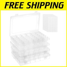 4 Pack Plastic Bead Organizer Box with Dividers