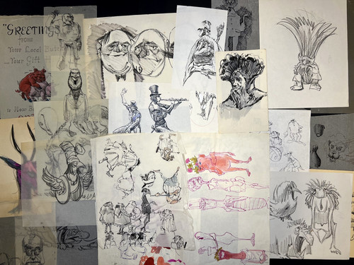 Lot of Character Design Study Drawings-Herbert Leopold-20th Century American Art