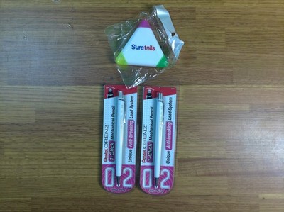 Lot Of 2 Pentel Orenz 1-Click Mechanical Pencil 0.2mm White Barrel