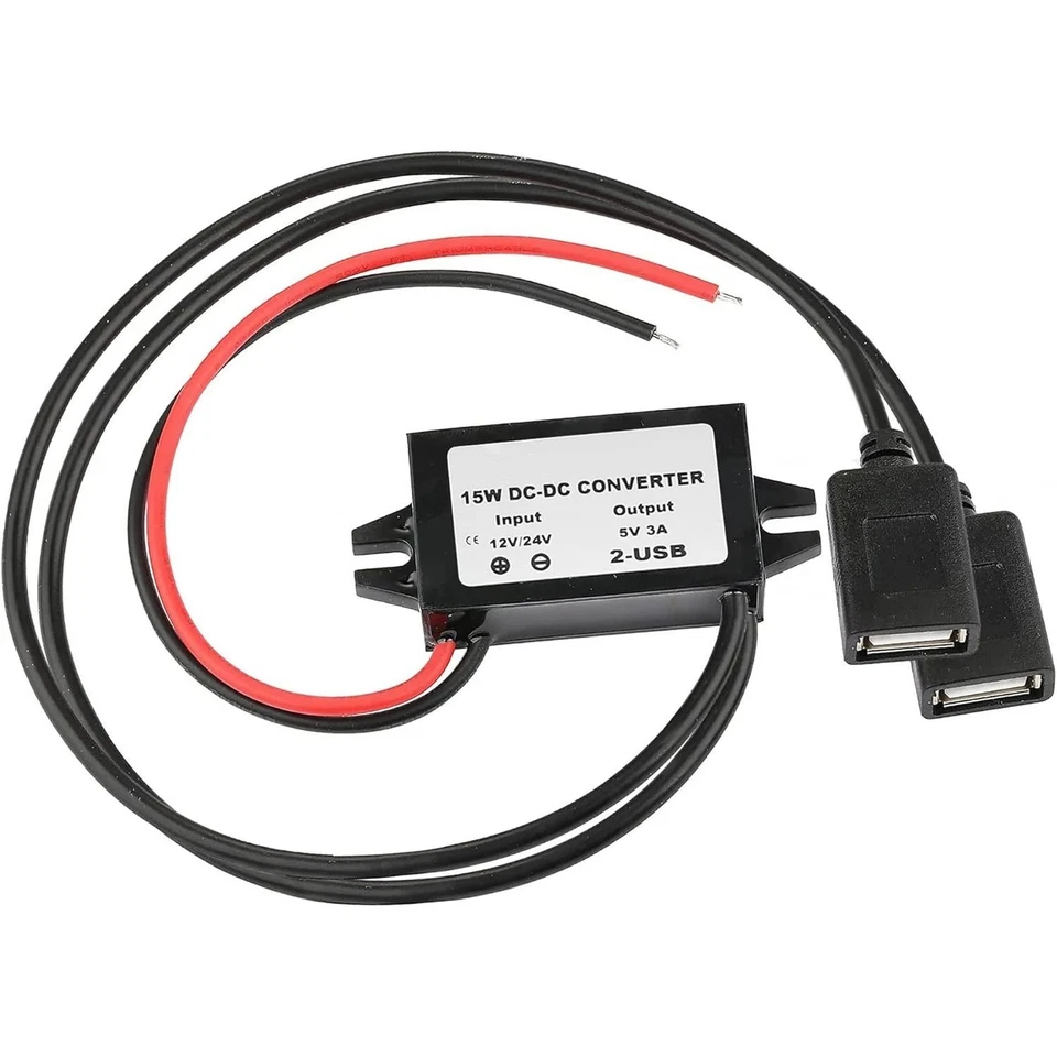 DC-DC Converter Module 12V to 5V 15W Double USB Step Down Power Output Adapter