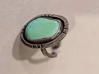 Coin Silver Turquoise  Costume Jewelry Ring Adjustable Vintage