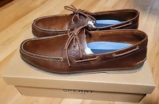 NEW SPERRY 2 EYE YACHT CLUB LEATHER BOAT SHOE STS18231 TAN MENS SIZE 15