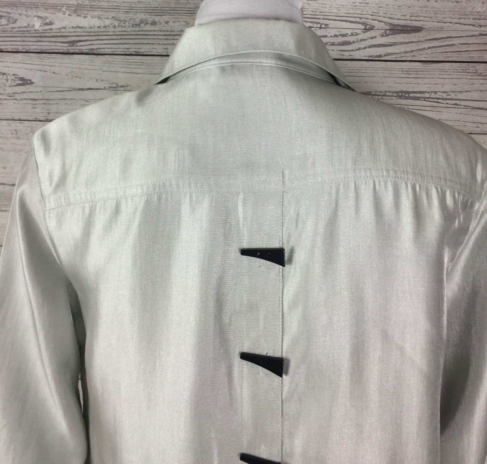 Multiples Women’s Silver Shimmer Button Front Tur… - image 7