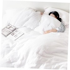 Waffle Weave Comforter Set 3PCS Size, Soft Breathable Lightweight King White